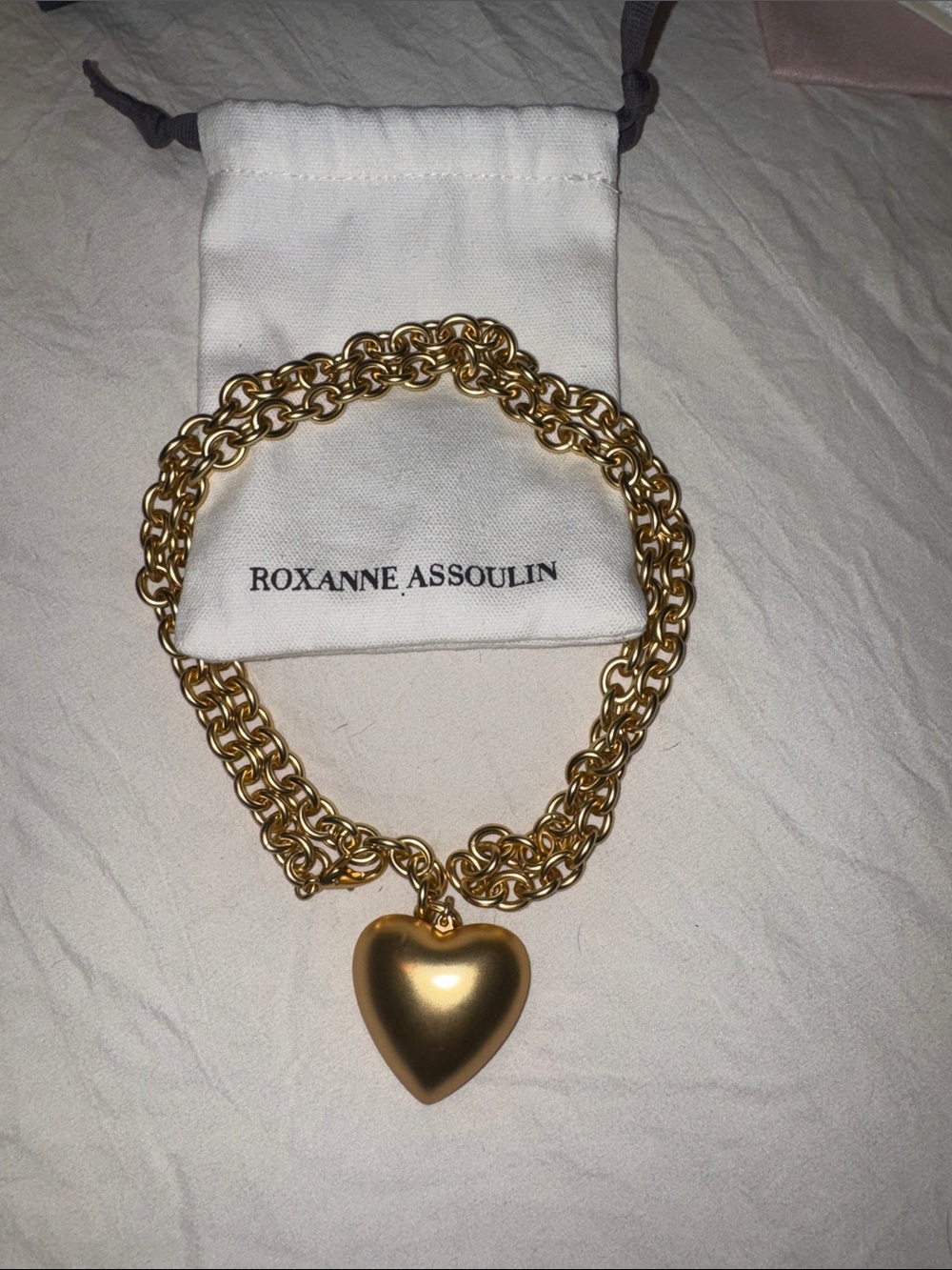 Roxanne Assoulin Gold Heart Charm Chain Necklace